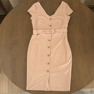 Express Blush Button-Front Midi Dress